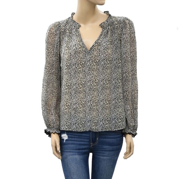Velvet by Graham & Spencer Anthropologie Mel Leopard Printed Blouse Top S 221529 - Picture 4 of 8